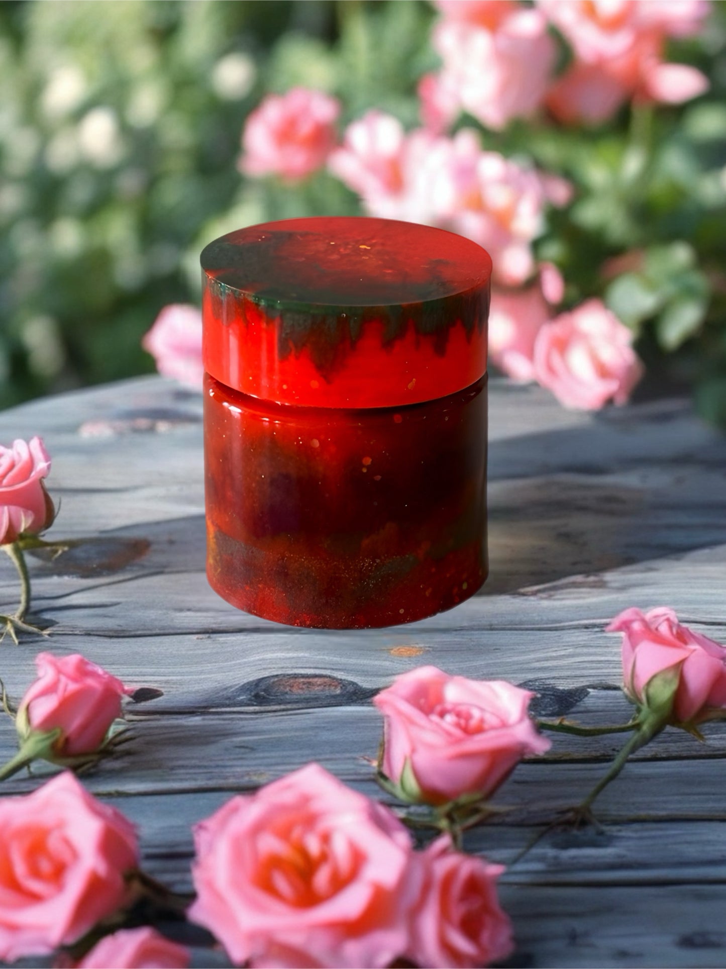 Burnt Out Blooms bold floral resin jar with gloss finish