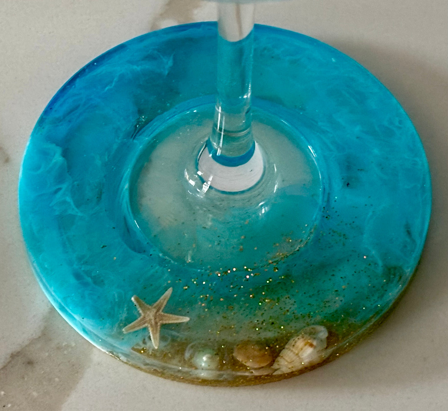 Handcrafted Resin Wine Glass Set – Coastal Edition
