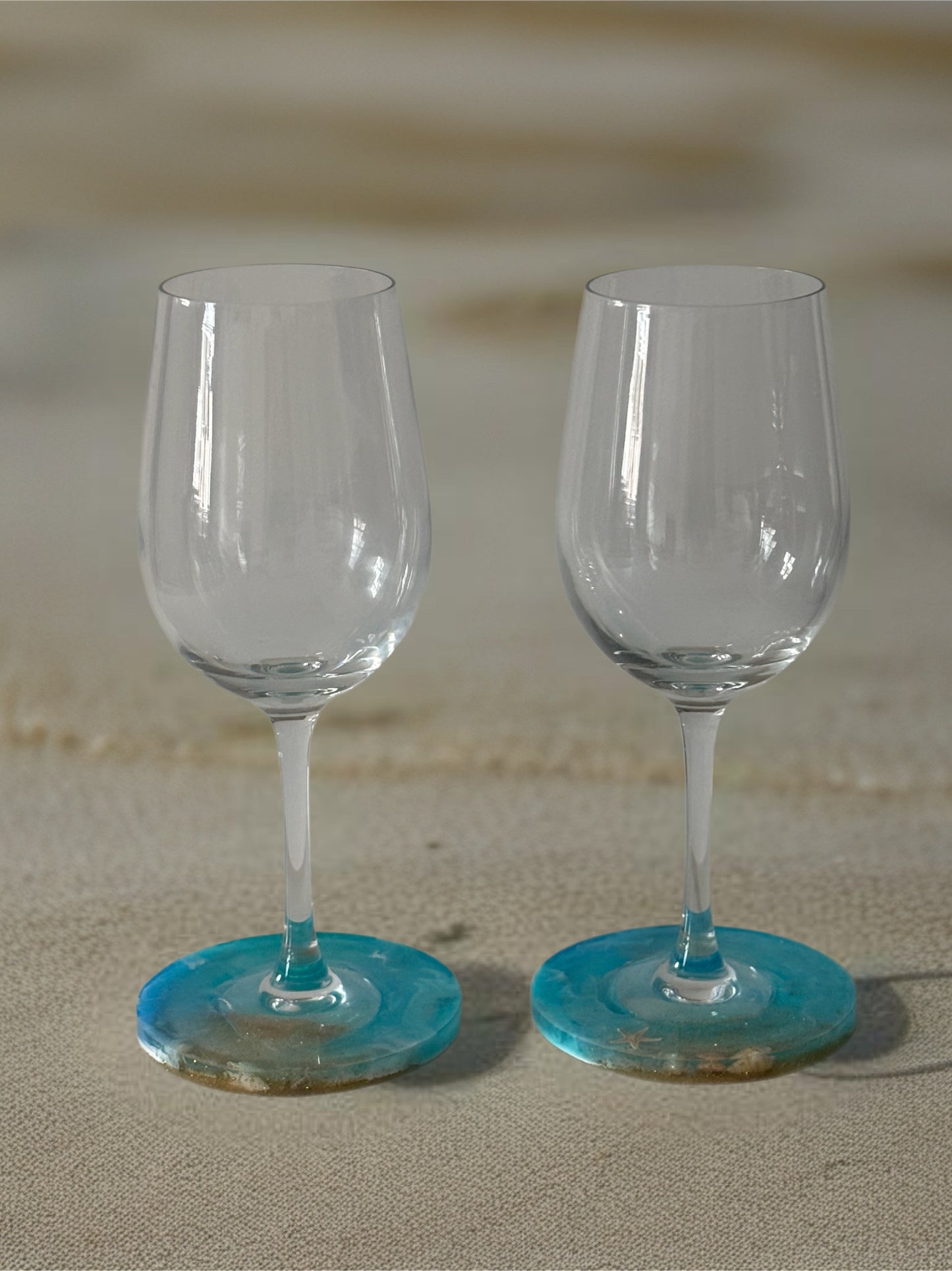 Handcrafted Resin Wine Glass Set – Coastal Edition