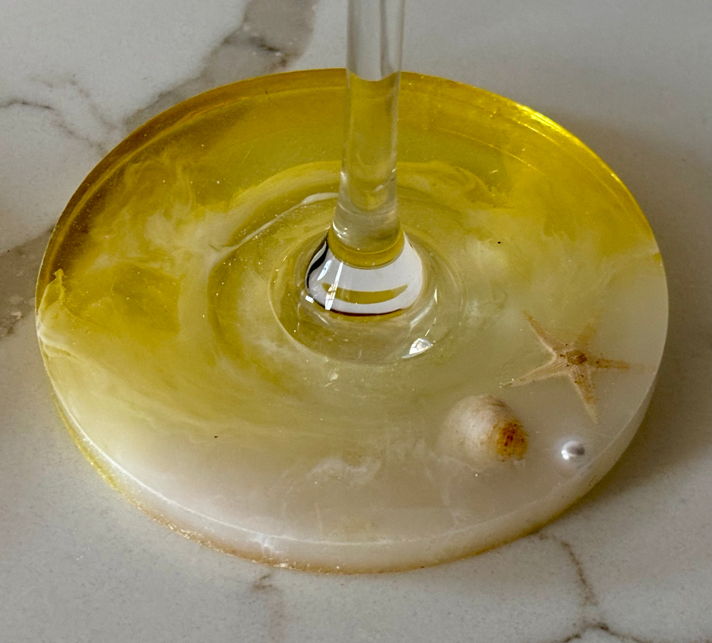 Tropical resin wine glass set with summer beach vibes